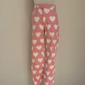 Lazy Oaf Pink Heart Straight Leg Jeans